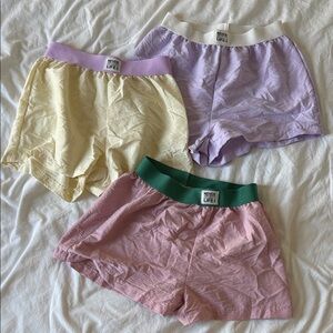 Never Life Pastel Lounge Shorts Trio - Yellow, Lavender, Pink